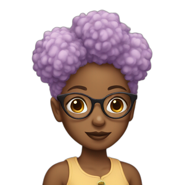 sad girl with 2 afro puffs | AI Emoji Generator