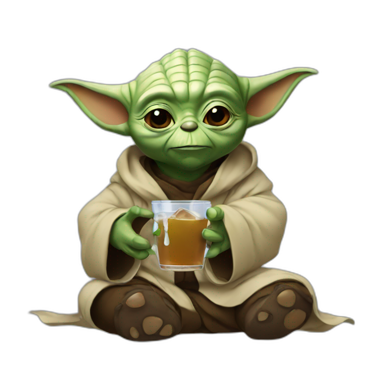 Yoda drinking a bear | AI Emoji Generator