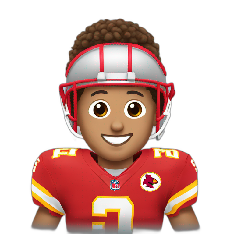 Patrick Mahomes with a raised fist | AI Emoji Generator