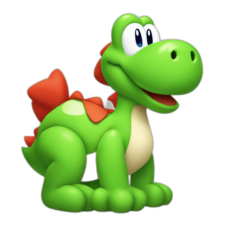 YOSHI from MARIO sitting with red shoes on | AI Emoji Generator