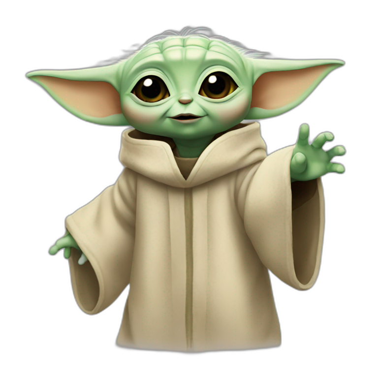 Baby Yoda hello | AI Emoji Generator