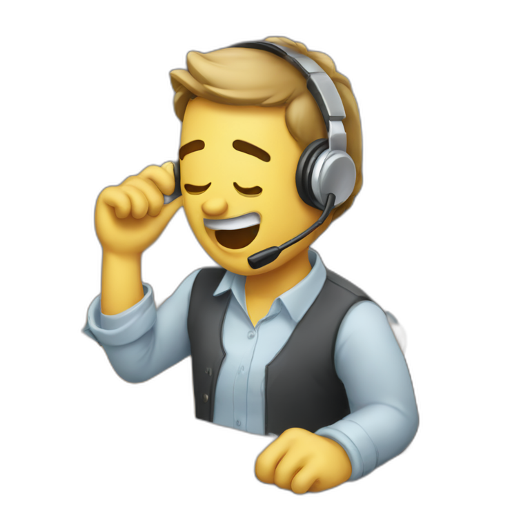 two call center agent singing on the phone | AI Emoji Generator