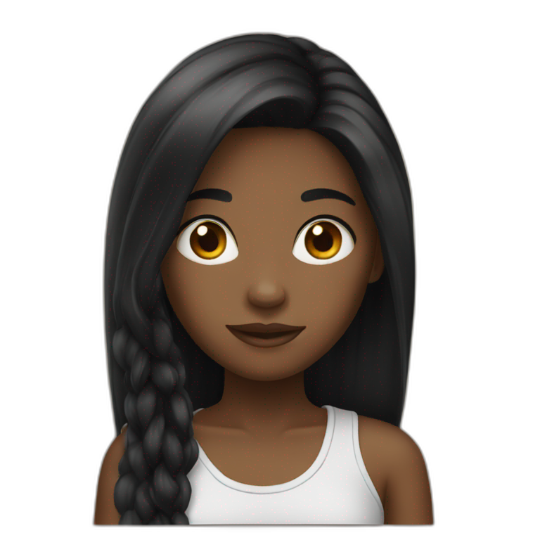 Long Black straight hair girl | AI Emoji Generator