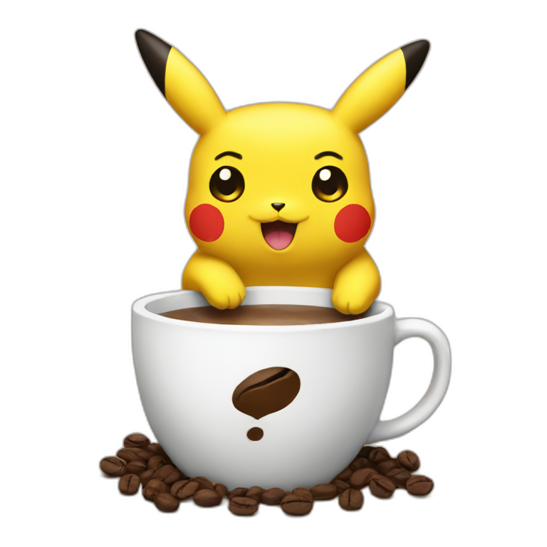 pikachu drinking coffee | AI Emoji Generator