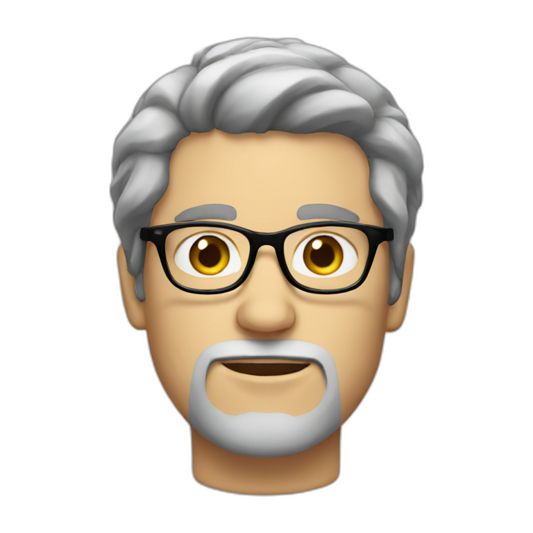 white guy with, flatcap, glasses and long black beard | AI Emoji Generator