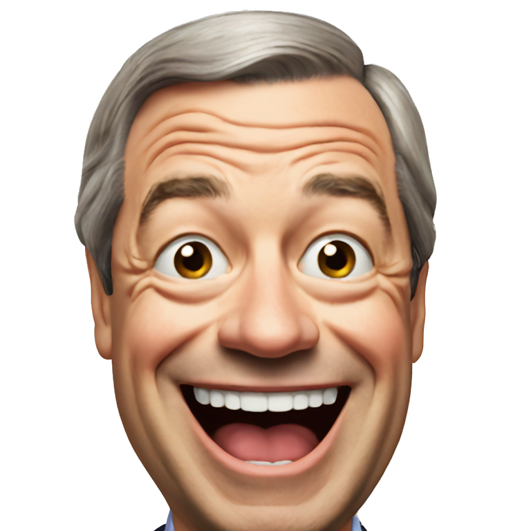 Nigel Farage waving a Union Jack flag | AI Emoji Generator