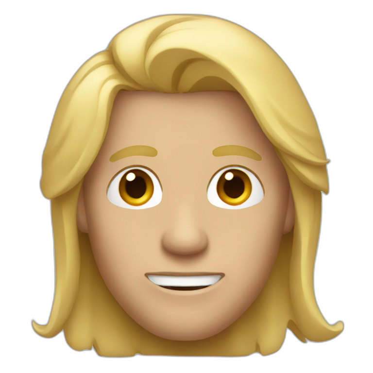 Man with long blond hair sitting in chair | AI Emoji Generator