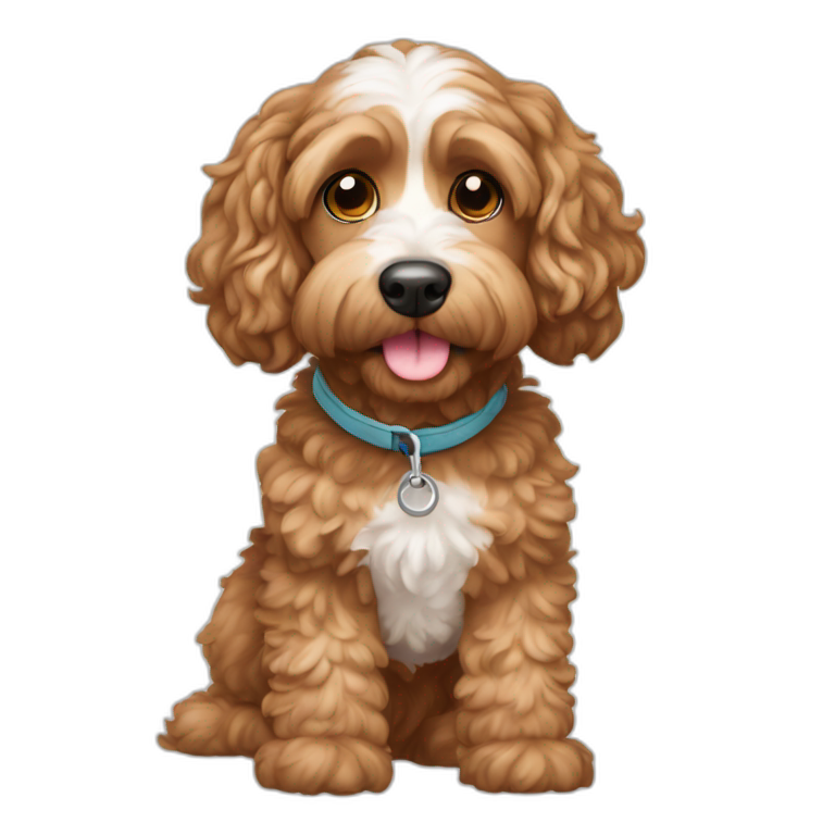 White cockapoo wearing sunglasses | AI Emoji Generator