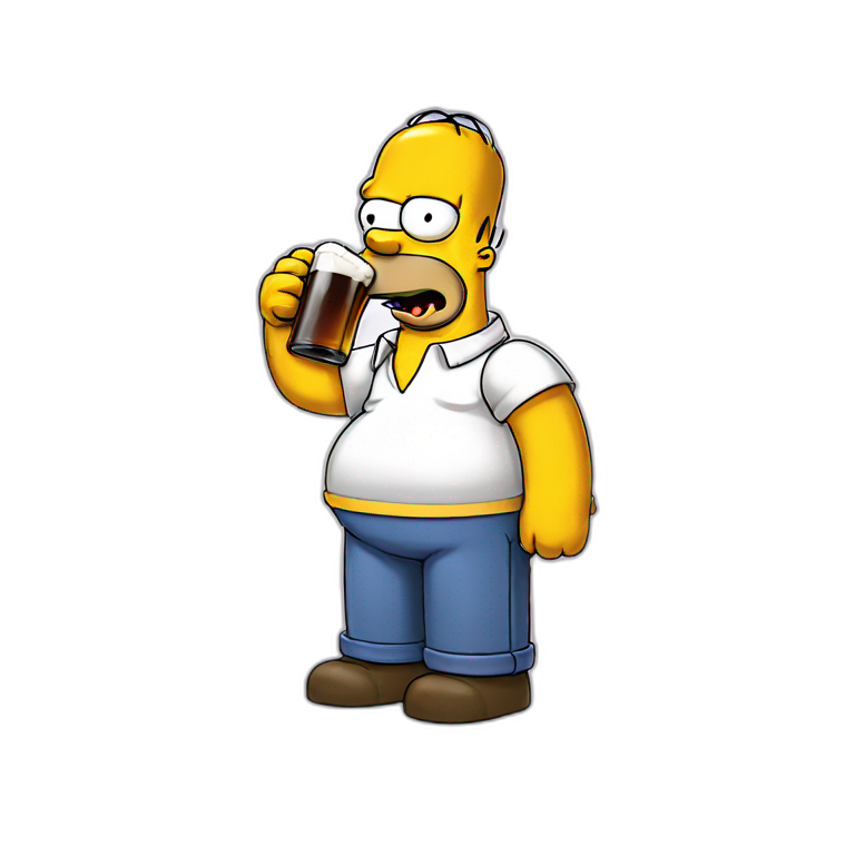 Homer Simpson with a beer | AI Emoji Generator