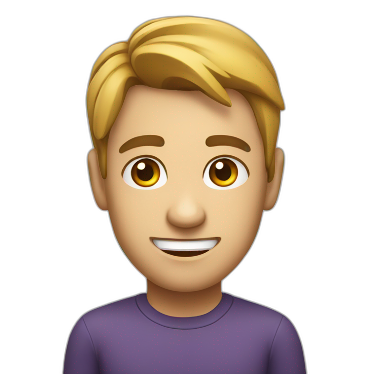 blond guy with brown eyebrows smiling | AI Emoji Generator