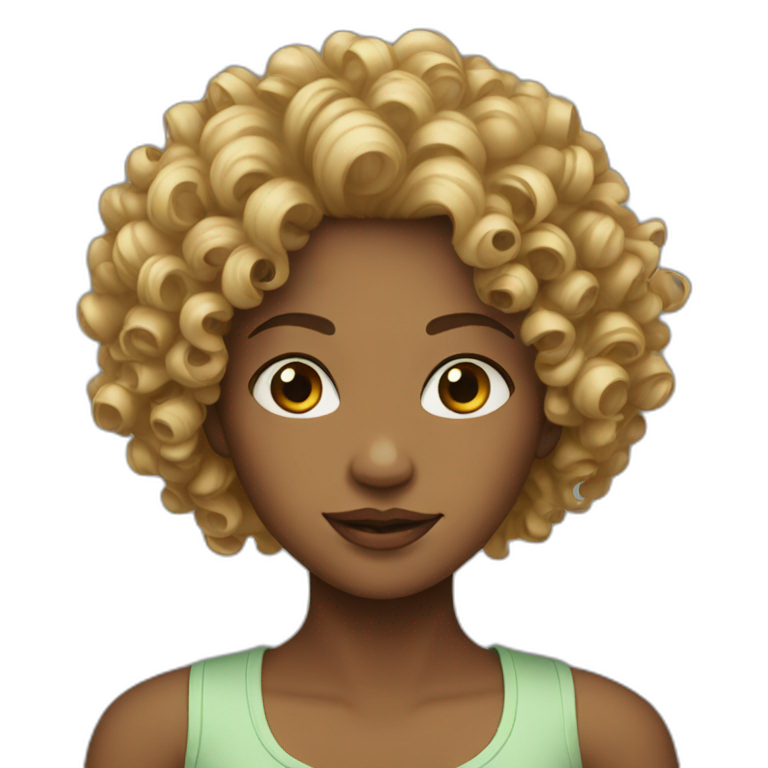 Angry lightskin women with mi-long curly hair | AI Emoji Generator