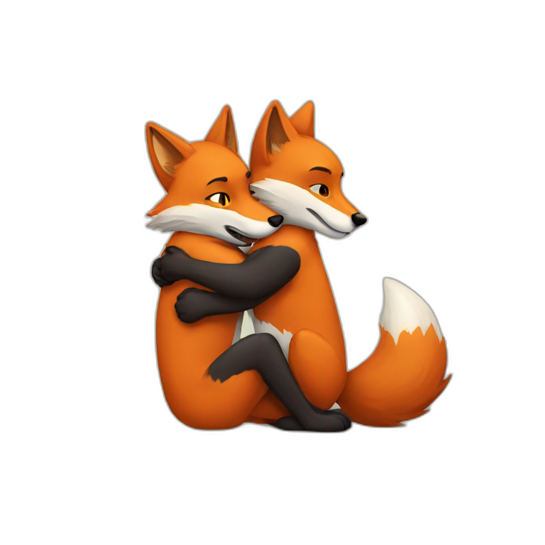 Wolf and fox kissing | AI Emoji Generator