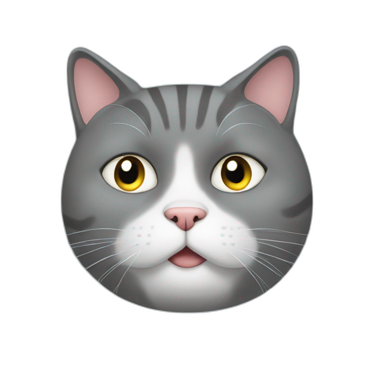 Green eyed fat Gray American bobtail cat | AI Emoji Generator