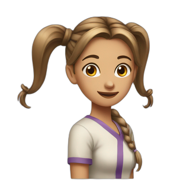 serene girl with ponytail | AI Emoji Generator