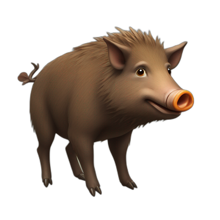 anthropomorphic brown boar with white tusks | AI Emoji Generator