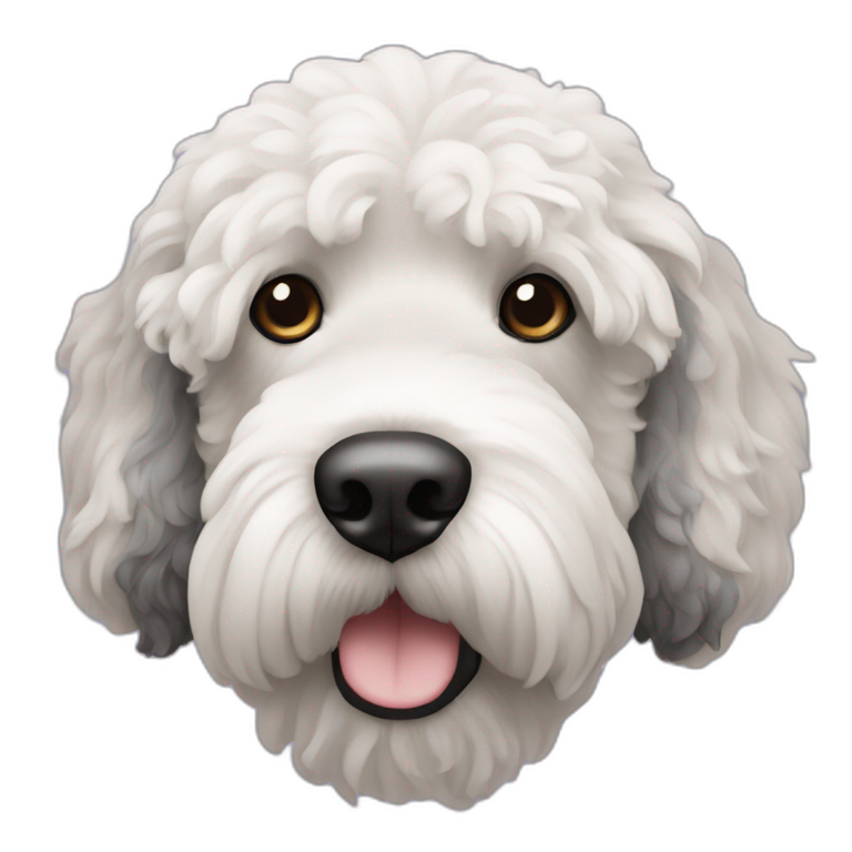 black face Portuguese water dog with white chin and chest | AI Emoji ...