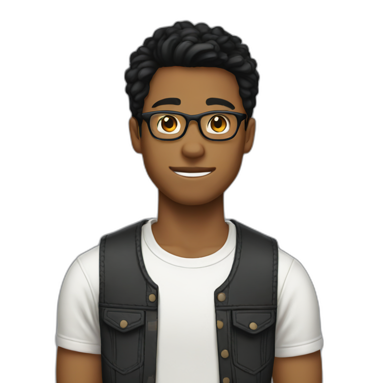 Young boy 17 years old with camera and black hair | AI Emoji Generator