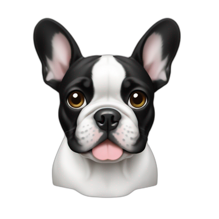 A french bulldog with black and white colors, one eye black, like a ...