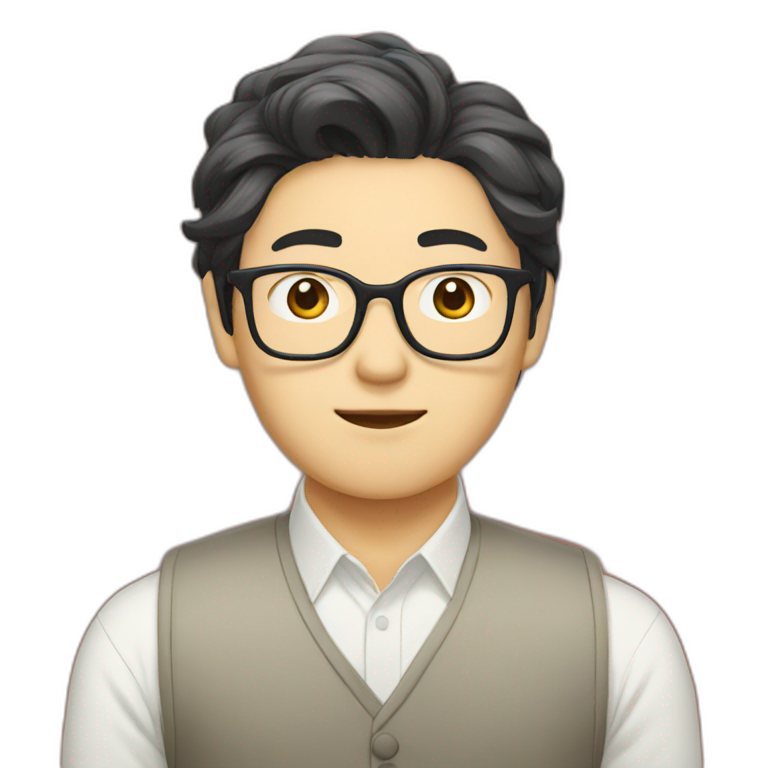 Korean Guy Wearing Glasses Ai Emoji Generator