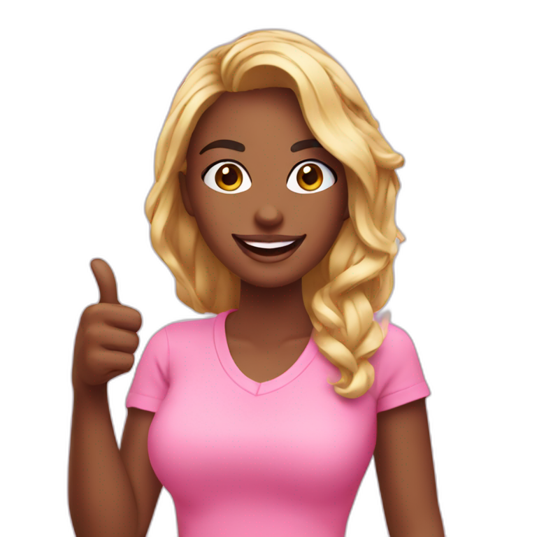 influencer promoting a bright purchase in her arms | AI Emoji Generator