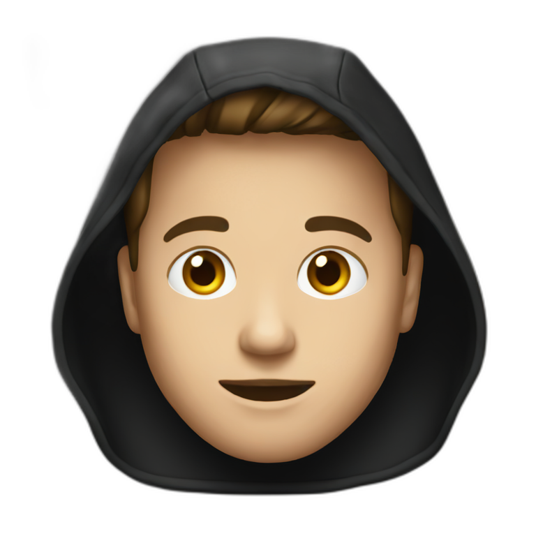 Hacker wearing black hoodie | AI Emoji Generator