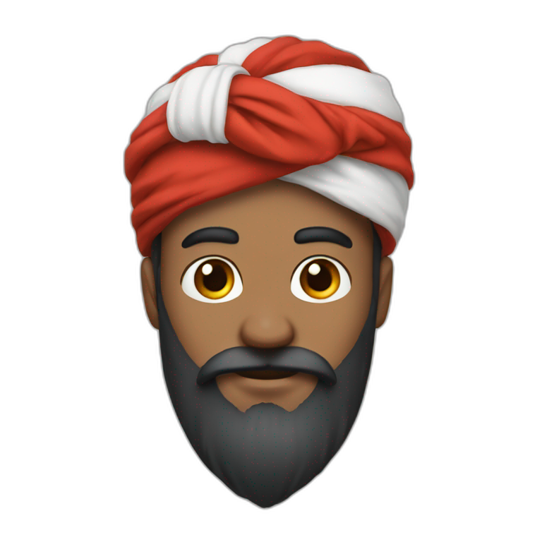 white man wearing turban dark brown beard | AI Emoji Generator