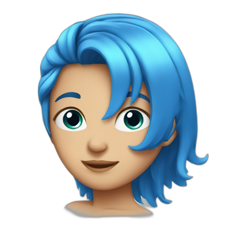 feminist blue hair | AI Emoji Generator