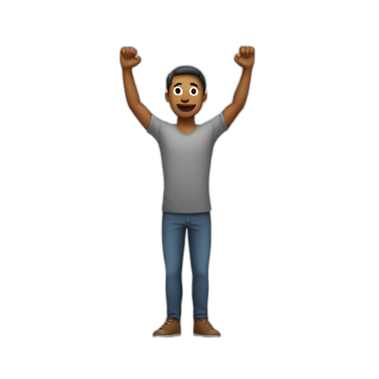 man liftin hit hands up | AI Emoji Generator