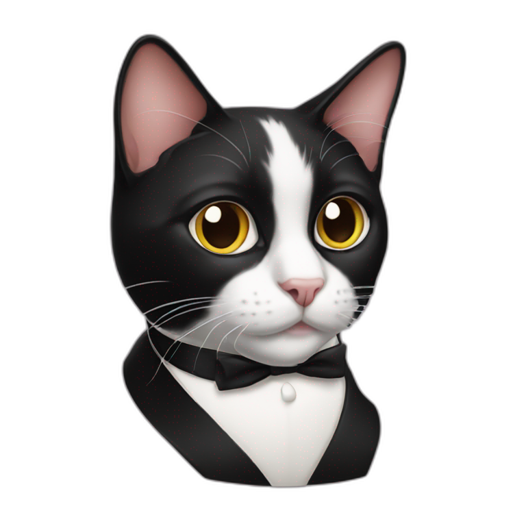 tuxedo cat white dot half face | AI Emoji Generator