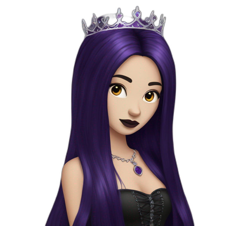 Raven Queen Gothic Girl Long Dark Black And Purple Hair Ai Emoji Generator 2557