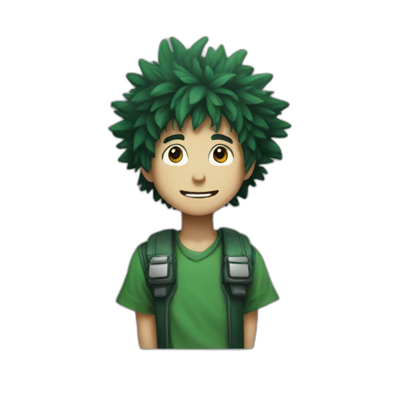 deku with green hair | AI Emoji Generator