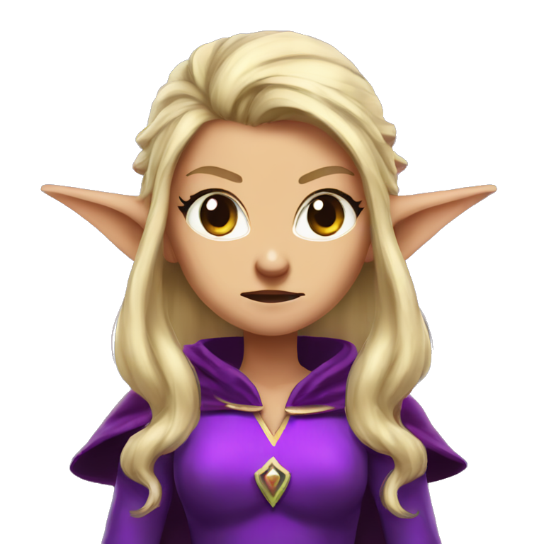 Enraged Angry Noble Female Elf With Elf Ears And Blonde Hair And Purple Robes Ai Emoji Generator 3441