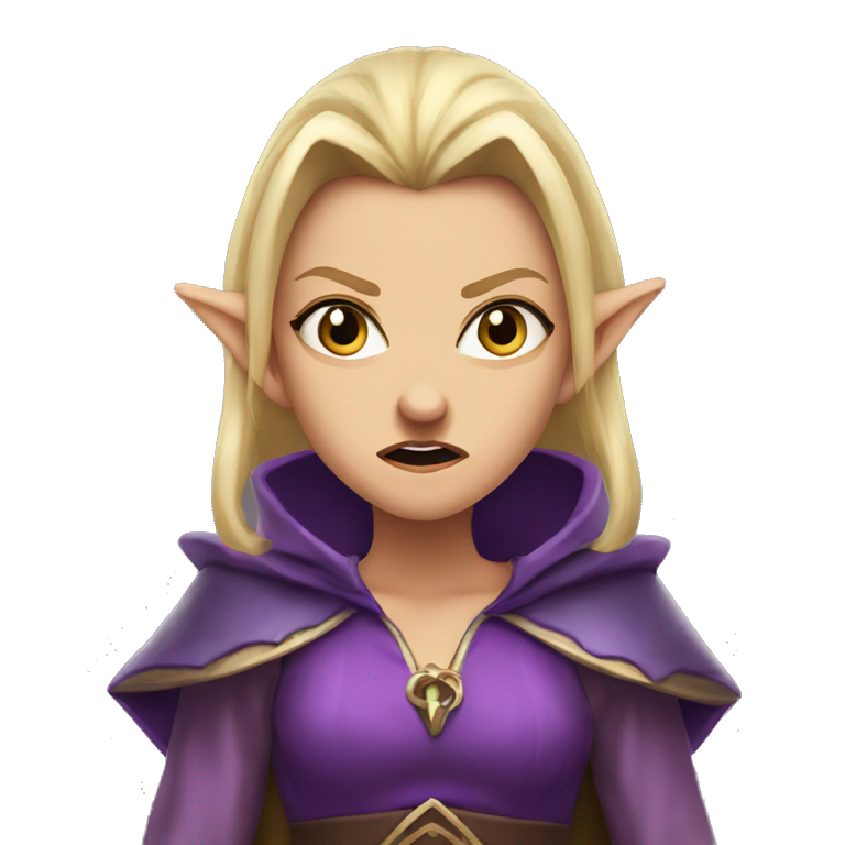 Female Blonde Elf With Elf Ears Wizard Wearing Purple Robes Casts Fireball Ai Emoji Generator