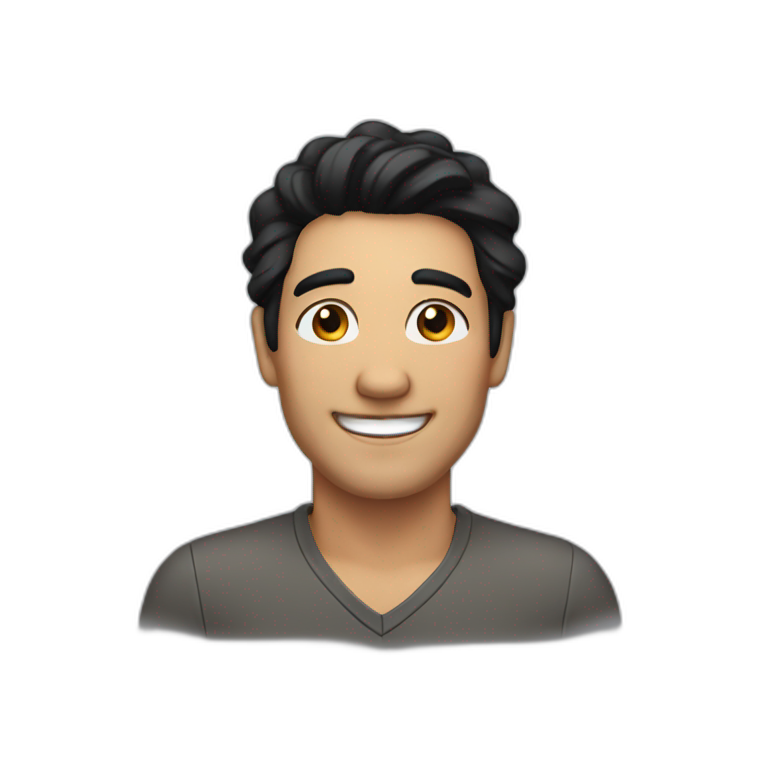 asian man 40yo with spiky hair smile | AI Emoji Generator