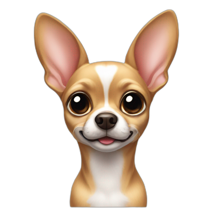 Solid Black chihuahua puppy big ears | AI Emoji Generator