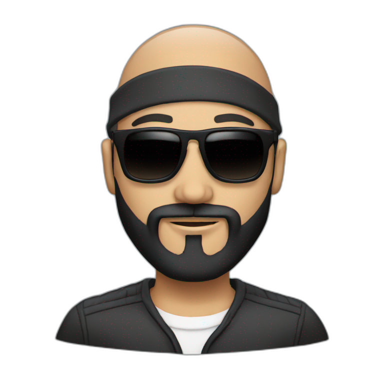 Black bald head man with beard | AI Emoji Generator