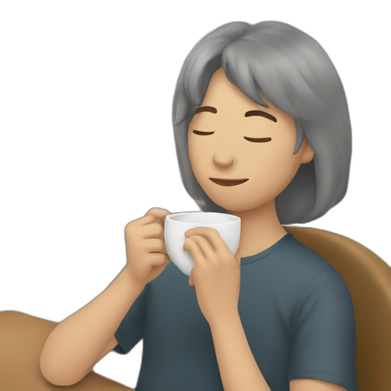 drinking tea with blanket on | AI Emoji Generator