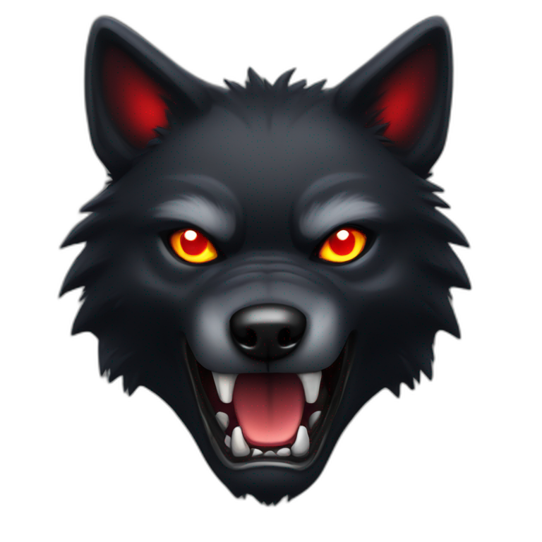 Wolf black fur girl red eyes | AI Emoji Generator