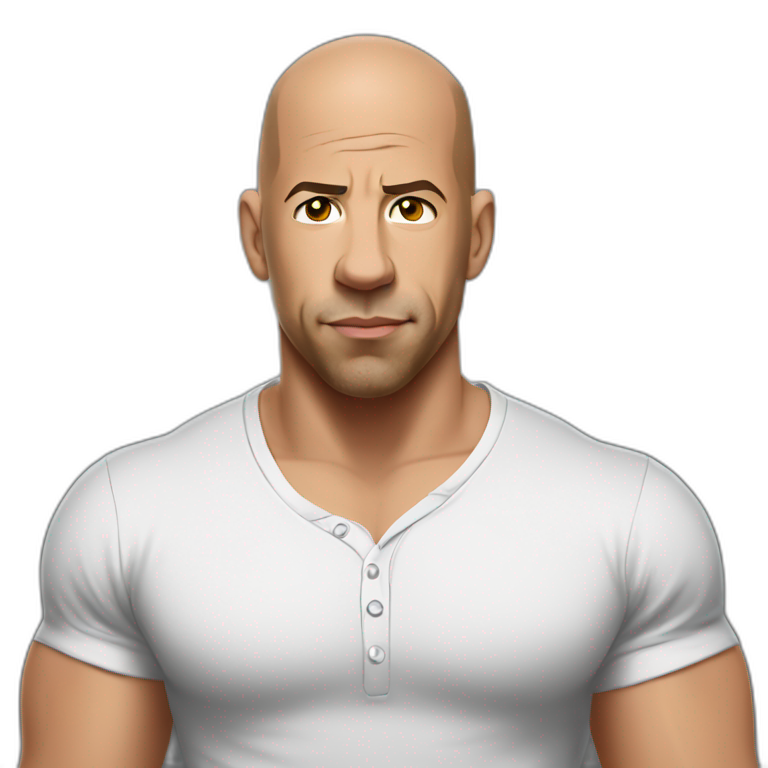 vin diesel serious cartoon wearing henley | AI Emoji Generator