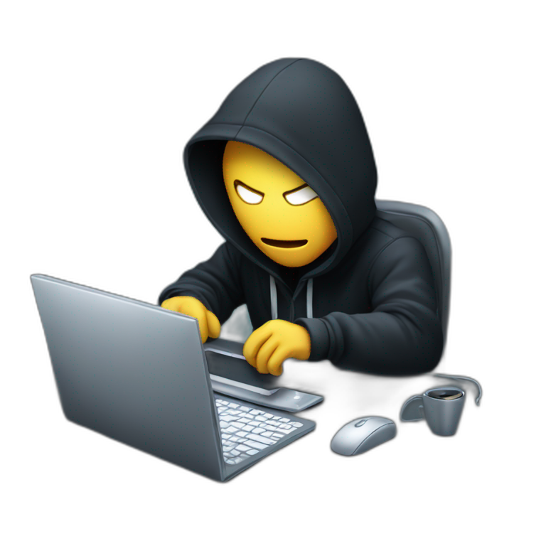 Hacker with computer | AI Emoji Generator