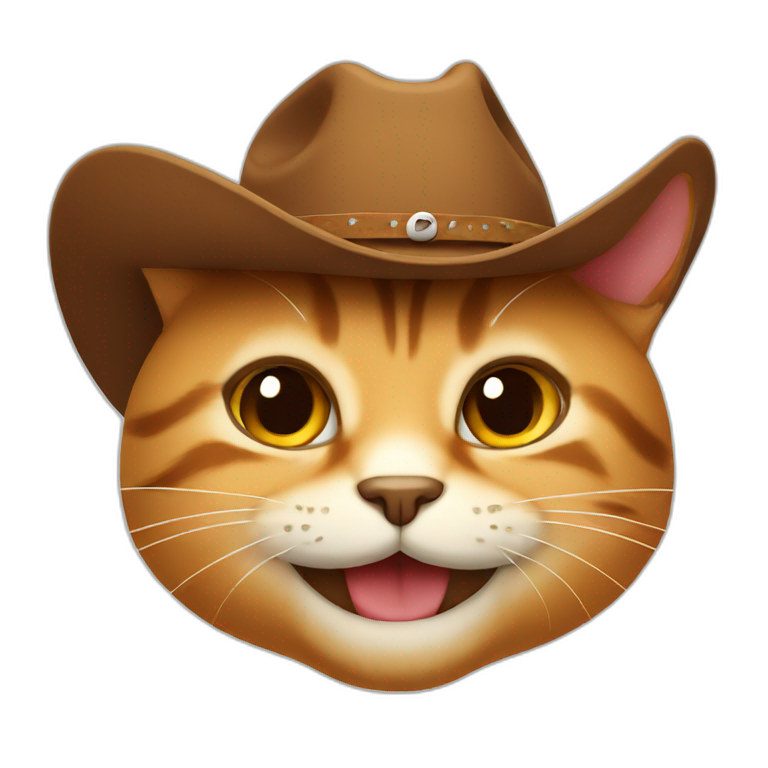 Orange cat with cowboy hat and bandana | AI Emoji Generator