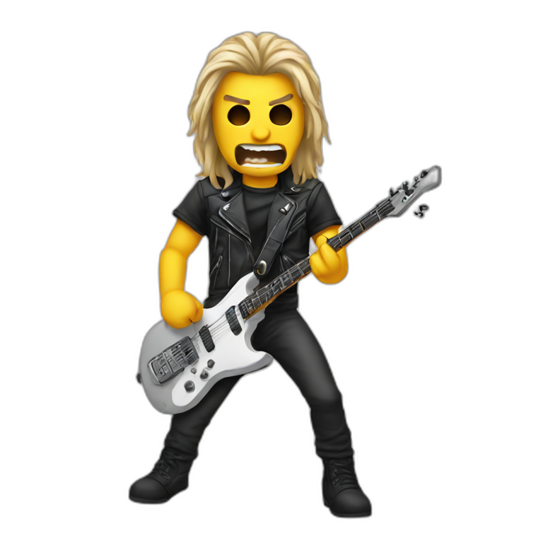 Headbanger guitar grey beard and hair long | AI Emoji Generator