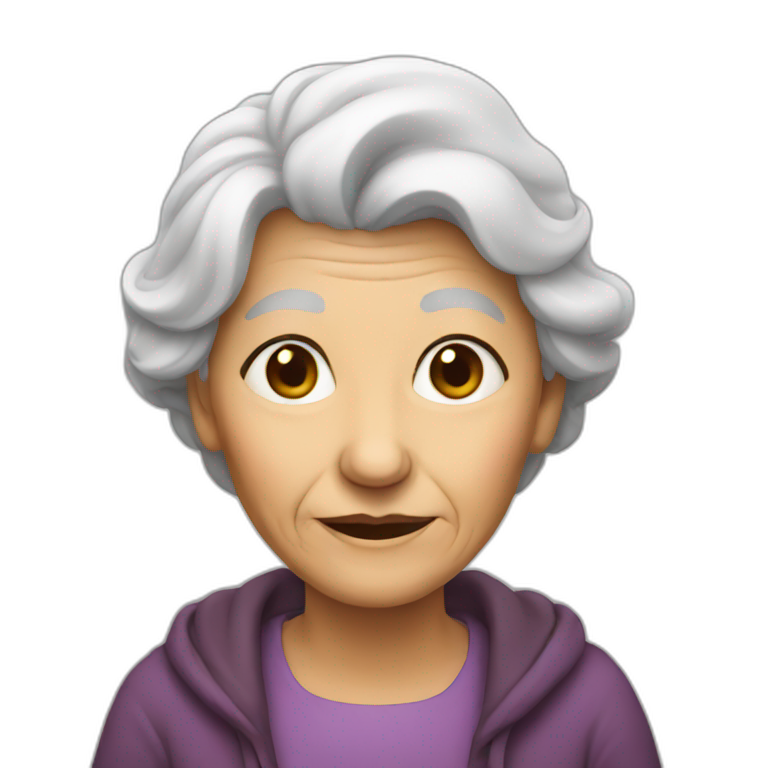 Old woman With black hair | AI Emoji Generator