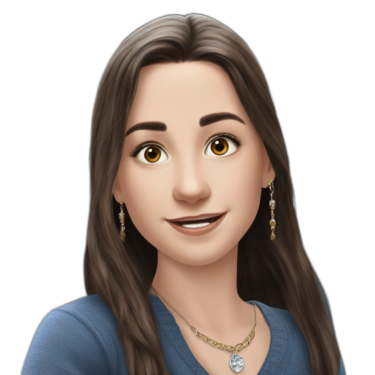 smiling girl with long hair | AI Emoji Generator