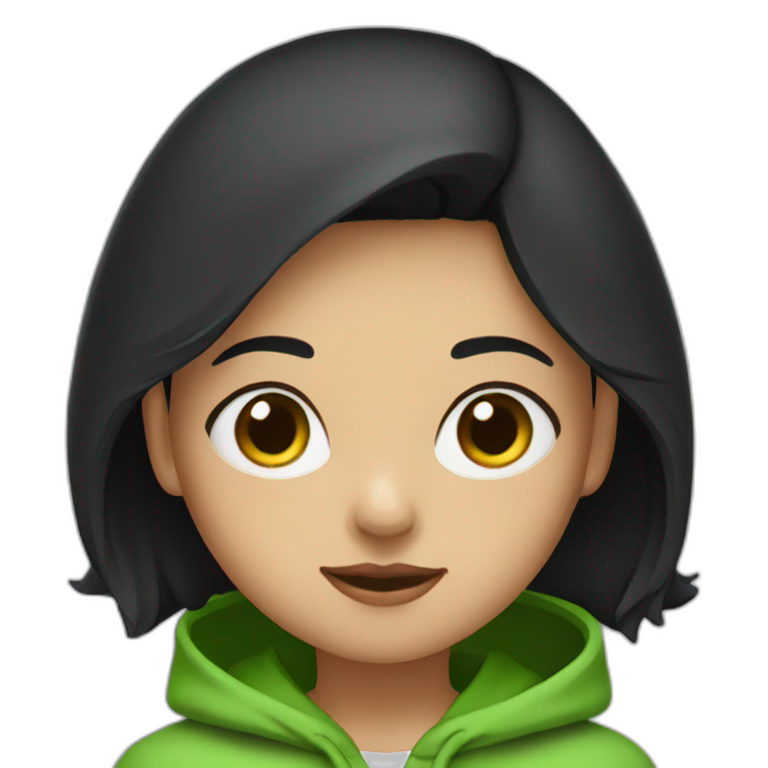 a girl with black and green hair and bunches | AI Emoji Generator