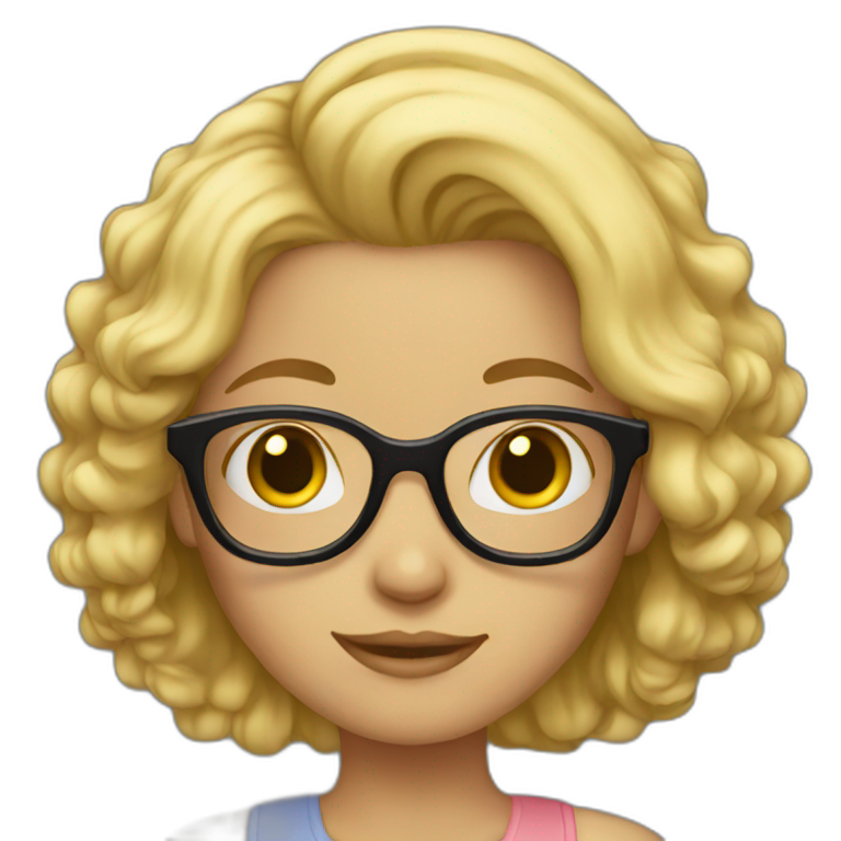 Blond Girl With Glasses And Green Eyes And Short Hair Ai Emoji Generator