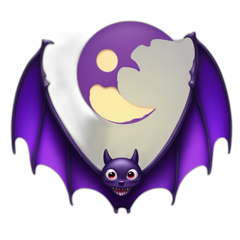 purple and black mad face vampire bat cartoon sparkle eyes wings flying ...