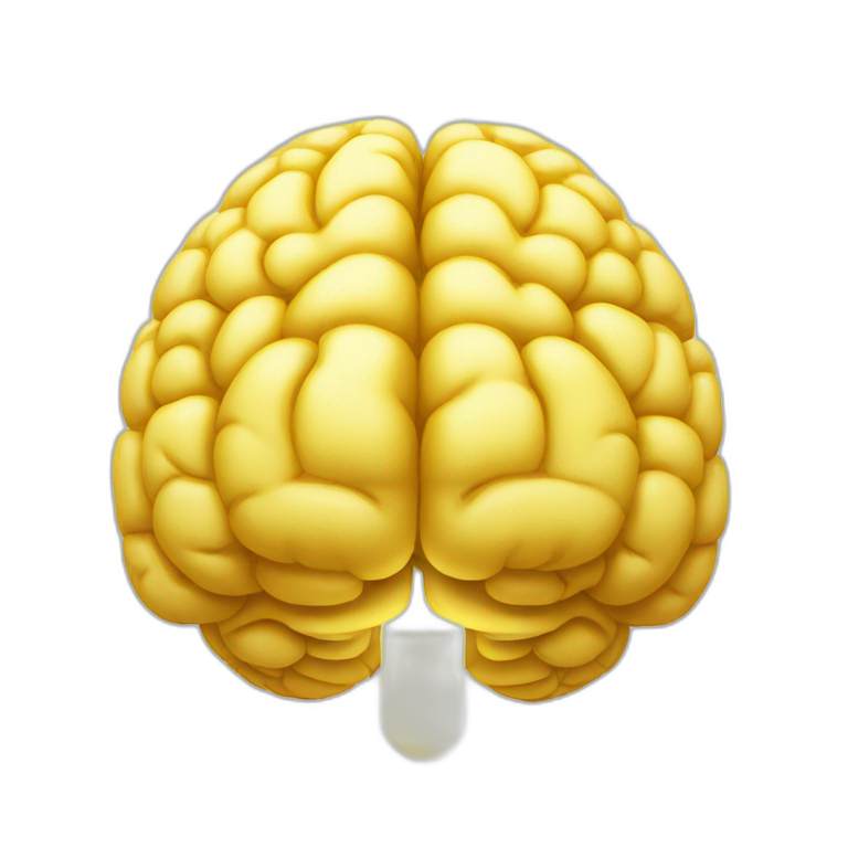 yellow brain with lamp shining