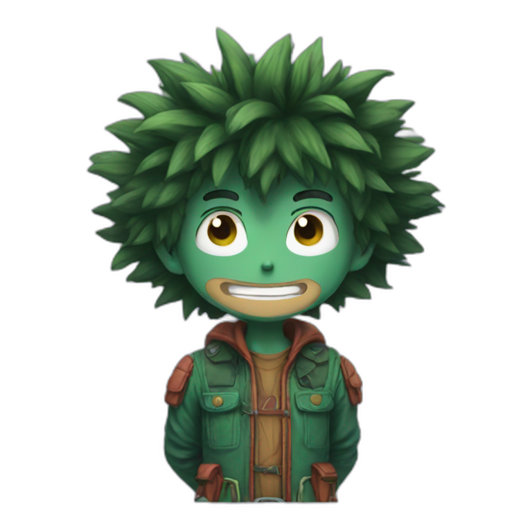 deku with green hair | AI Emoji Generator