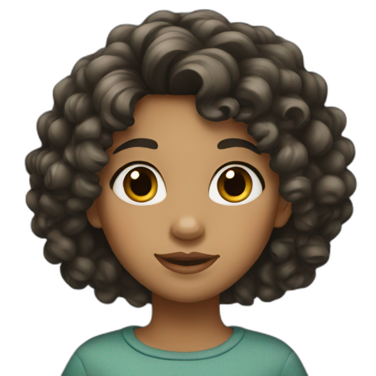 Métis teenager with black curly hair | AI Emoji Generator